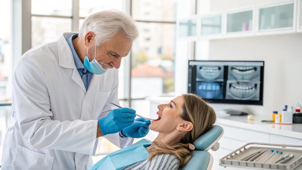 dental implant surgeon consultation with patient in the chair